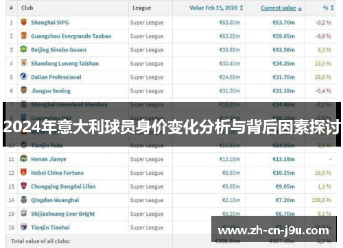 2024年意大利球员身价变化分析与背后因素探讨