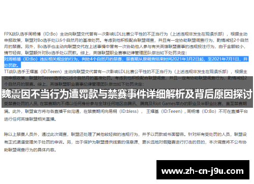 魏震因不当行为遭罚款与禁赛事件详细解析及背后原因探讨