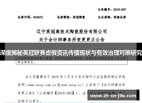 深度揭秘英冠联赛虚假资讯传播现状与有效治理对策研究